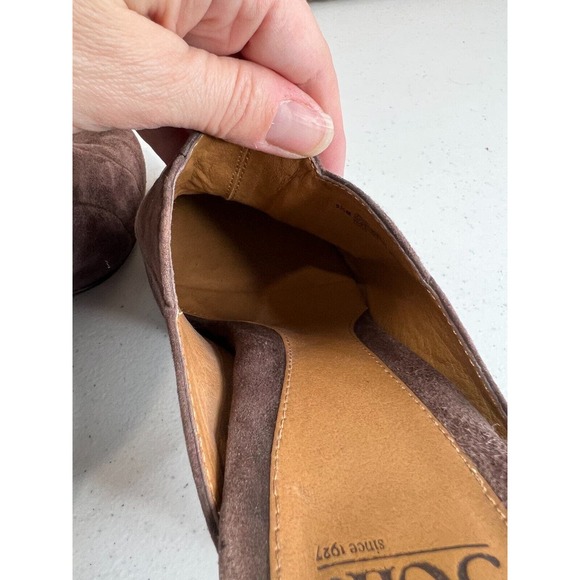 Sofft Women's Brown Suede Scalloped Heels Mules Leather Upper Size 9.5M - Picture 8 of 15
